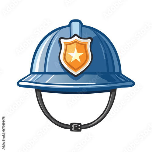 Blue Police Helmet with Star Shield Emblem Symbolizing Authority and Protection