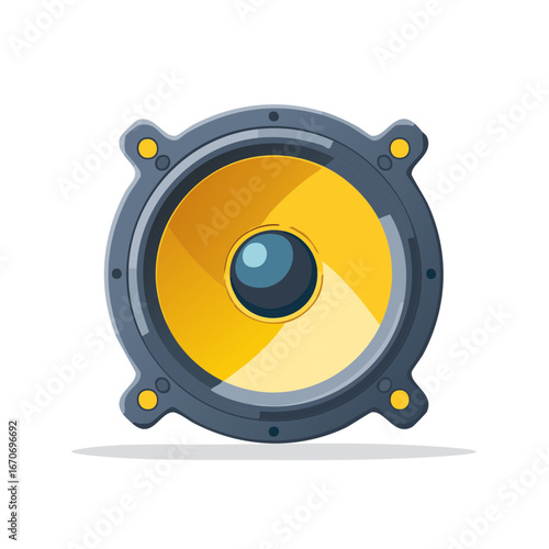Stylized Audio Speaker Graphic Vector Illustration Yellow Cone Music Sound Device Element