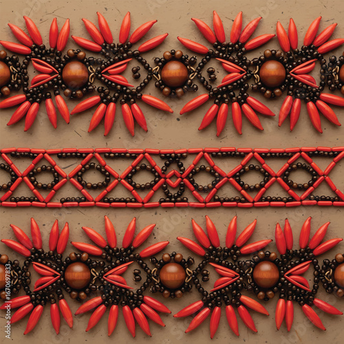 Elegant bean pod border design with botanical elements