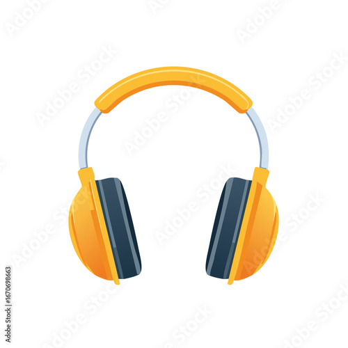 Vibrant yellow over ear headphones with dark grey earcups and a simple modern design