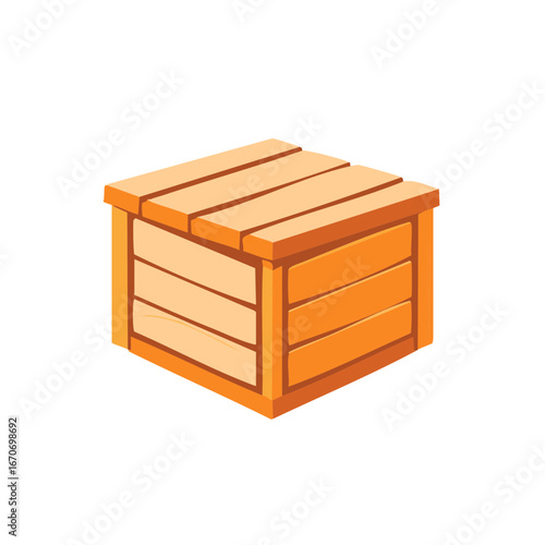 Wooden crate container box for cargo shipping and storage isometric illustration