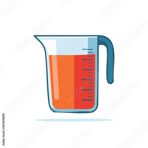 Measuring Cup with Orange Liquid Illustration Measurement Tools for Kitchens or Scientific Uses
