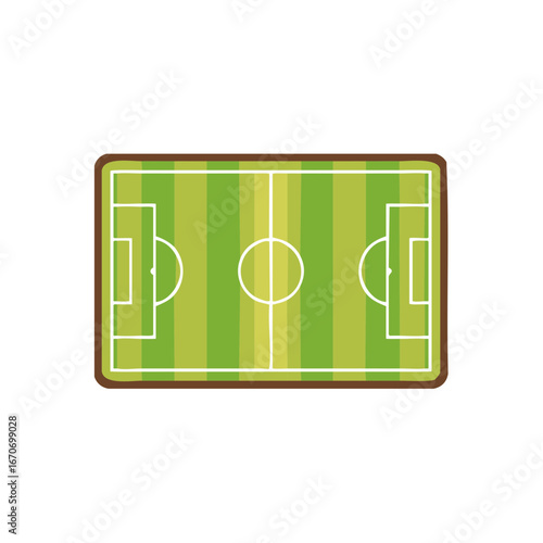 Aerial View of a Green Soccer Field with Marked Lines and Goals Ready for a Match