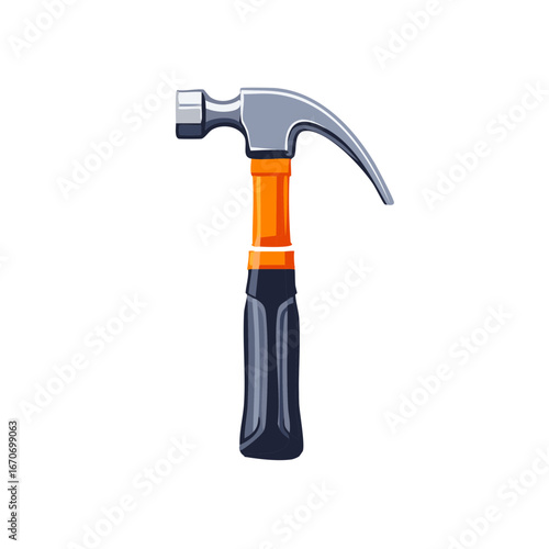 Orange and Grey Claw Hammer Tool for Construction and Home Improvement Projects