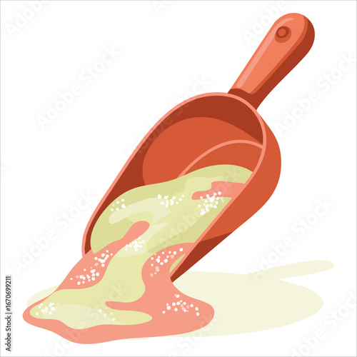 bright red measuring spoon for dry ingredients vector art isolated on white background