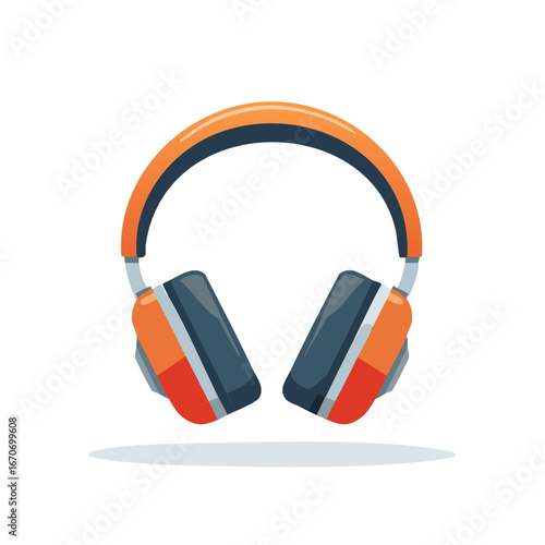 Modern colorful wireless headphones illustration for listening to music and audio