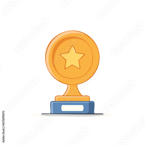 Golden trophy with star emblem for first place achievement award
