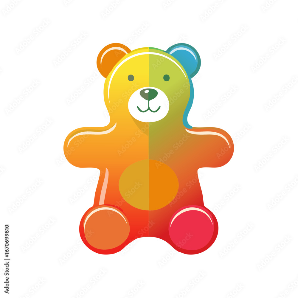 Fototapeta premium Colorful Gradient Teddy Bear Illustration: Soft Toy, Cheerful Colors, Nursery Decor Art