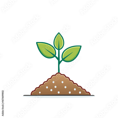 Sprout growing from soil illustration. Concept of new life, growth, and spring.