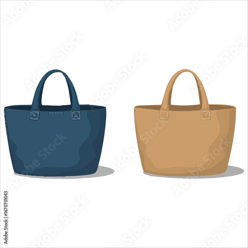 modern cloth bag templates with realistic folds and shadows vector art isolated on white background