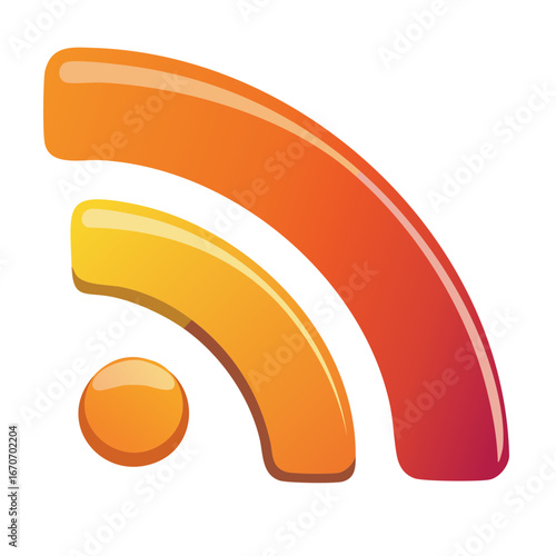 Colorful RSS Feed Icon, Technology and Internet Connection Illustration