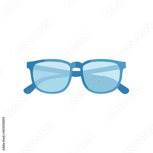 Blue frame eyeglasses for vision correction and fashion accessories vector illustration
