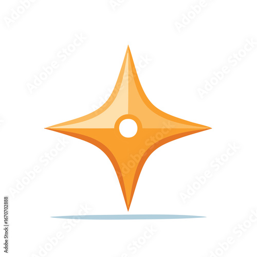 Geometric orange star shape with a hole in the center casting a shadow
