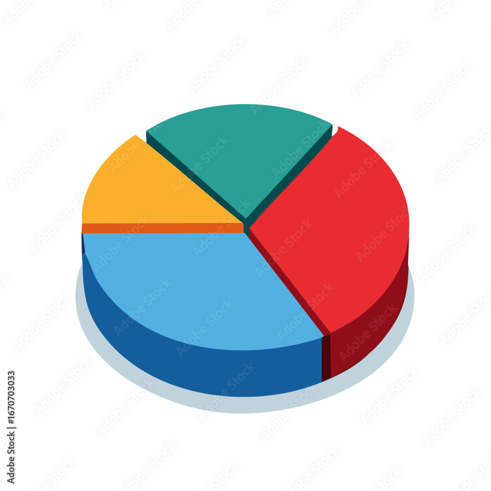 Obraz premium Isometric colorful pie chart graphic representing data analysis and business growth