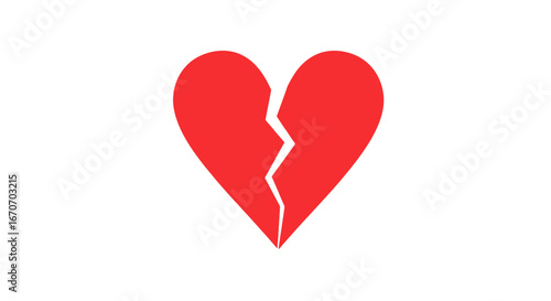 Red broken heart love valentine's day heartbreak sadness feeling sad emotion pain hurt romance separation divorce on transparent background