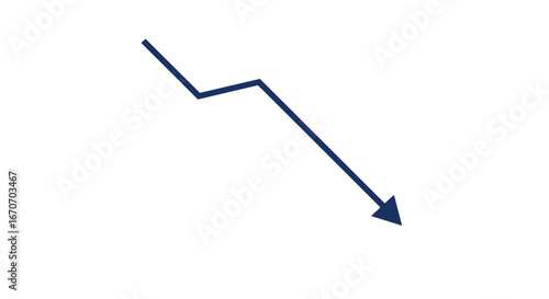 Declining trend downward arrow chart decrease loss negative fall recession economy finance market graph on transparent background