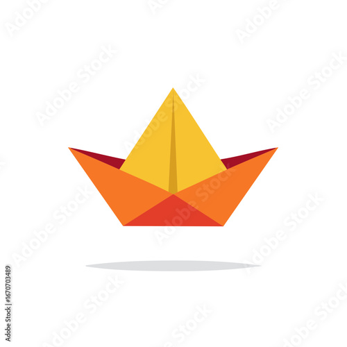 Vibrant Origami Paper Boat Sailing on a Sea of Imagination and Childlike Wonder