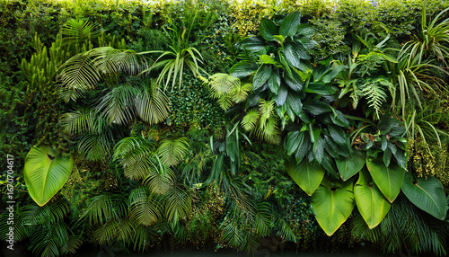 green plants grow on a vertical wall useful for articles about gardening and ecology