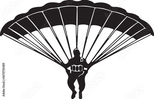 Vector illustration of a skydiving parachute flying across the sky