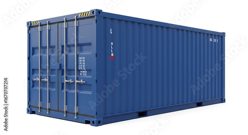 Blue shipping container isolated on white background