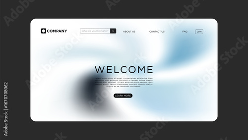 Modern website landing page design with welcome message and search functionality