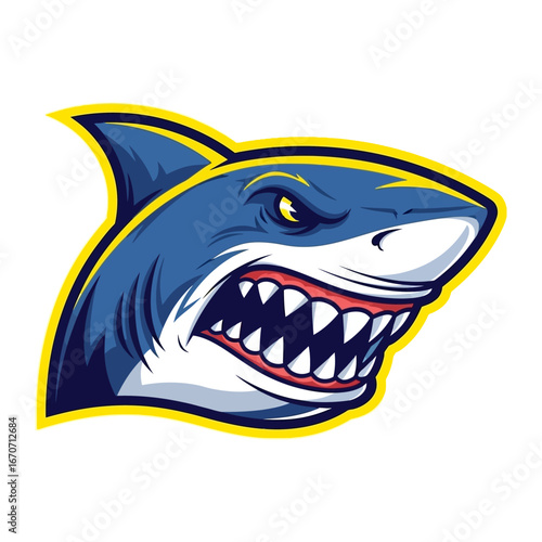 Fearless Predator: An artistic illustration of a formidable shark, showcasing its sharp teeth and intense gaze.
