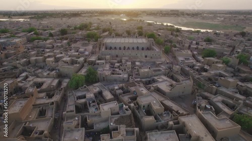 Mali – 4K Drone Aerial of Djenné with Famous Great Mosque of Mud Architecture