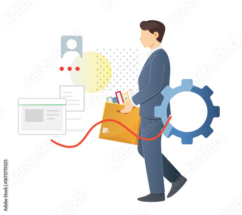 businessman carrying file folder gear concept clip art preview