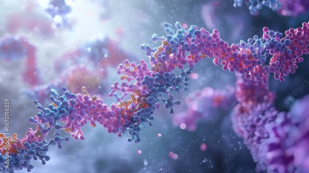 Fototapeta premium Visualizing complex biological proteins a detailed exploration of molecular structures in a dynamic environment