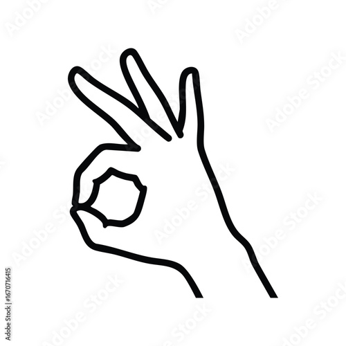 Hand gesturing ok sign simple line art for approval vector
