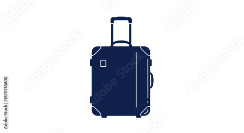 Blue luggage travel suitcase vacation baggage trip journey wheeled case voyage tourism gear equipment on transparent background