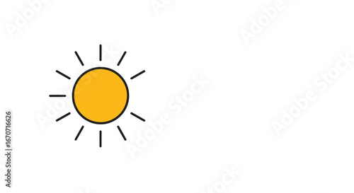 Radiant summer sun sunshine yellow light rays bright sunny day energy warm climate heat illustration on transparent background