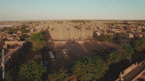 Mali – 4K Drone Aerial of Djenné with Famous Great Mosque of Mud Architecture