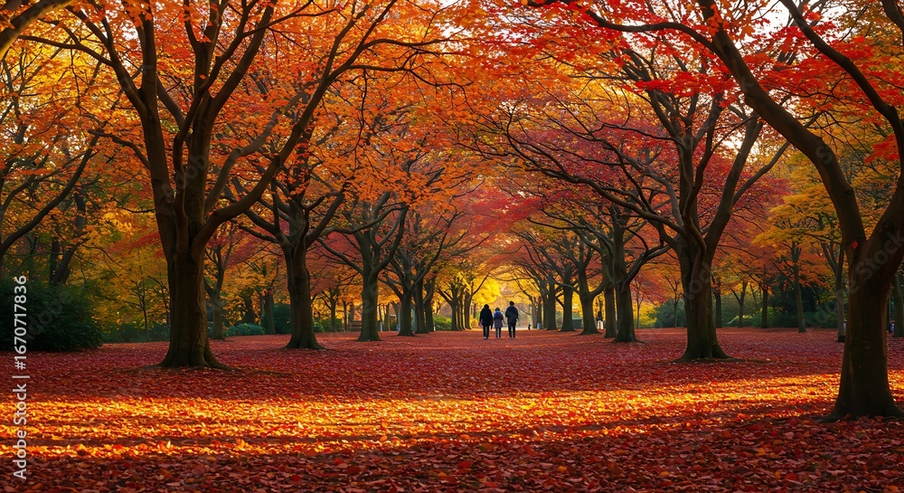 Fototapeta premium Autumn Pathway with Colorful Foliage.