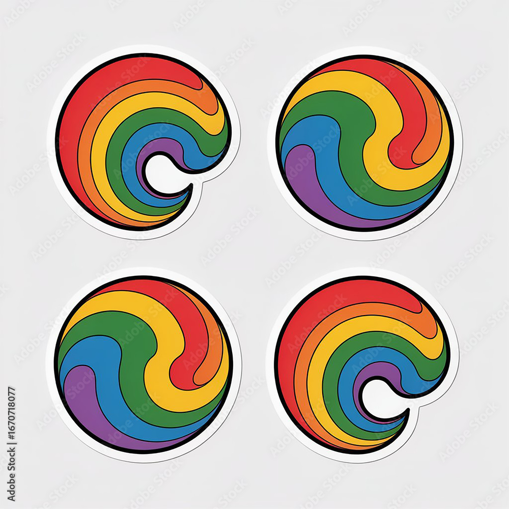 Obraz premium Colorful abstract shapes and symbols vector set with swirls and patterns