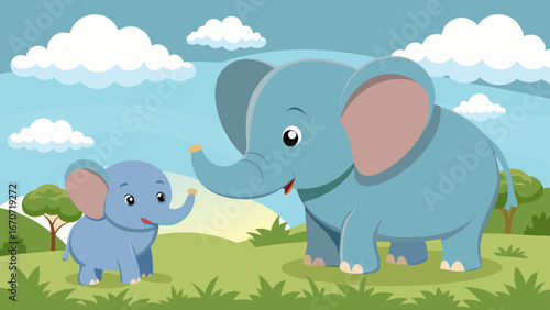 baby elephant pleading with mother elephant