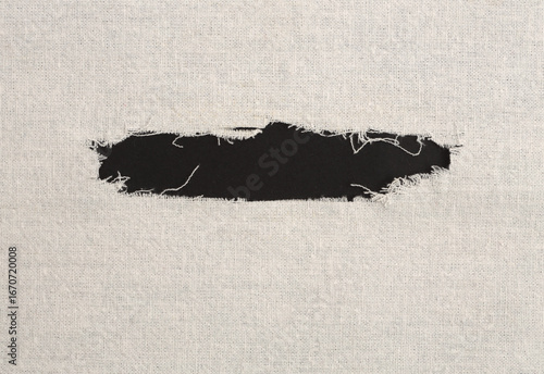 Wallpaper Mural Grunge beige canvas cotton denim fabric torn empty black frame. Texture abstract background. Torontodigital.ca