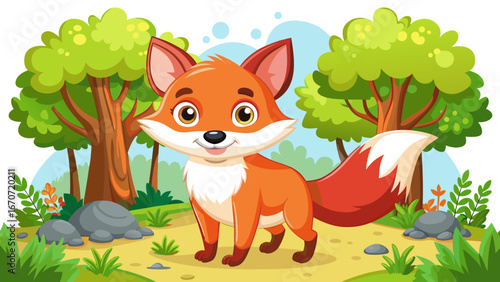 
Clipart of red fox, animal in woodland illustration. Cartoon cute design, Isolate on white background. 