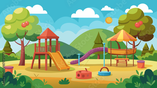 children playground nature landscape park vector 