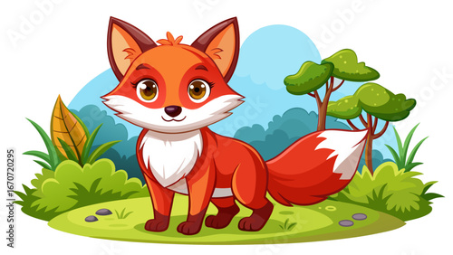 
Clipart of red fox, animal in woodland illustration. Cartoon cute design, Isolate on white background. 