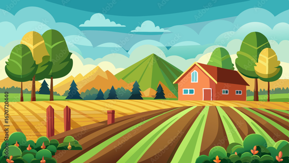 Fototapeta premium farm field landscape vector background