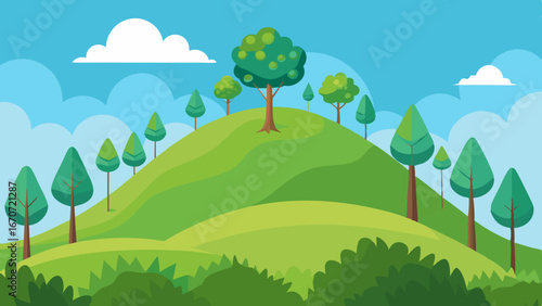 hill trees vector background