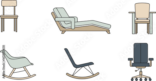 Modern chair and lounge collection, minimalist furniture design, office chair, rocking chair, cozy seating, contemporary chair styles, home and office furniture