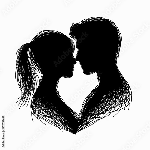 Silhouette of couples looking at each other
