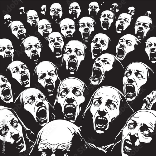 Screaming unity. Etched nightmare of collective dread.
