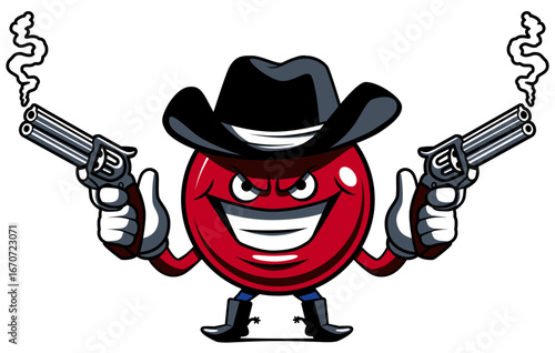 Cartoon cowboy with smoking guns