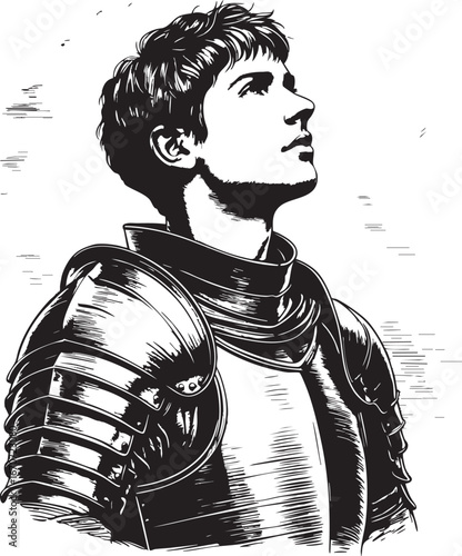 Joan of Arc engraving. Heroic spirit in timeless linework.