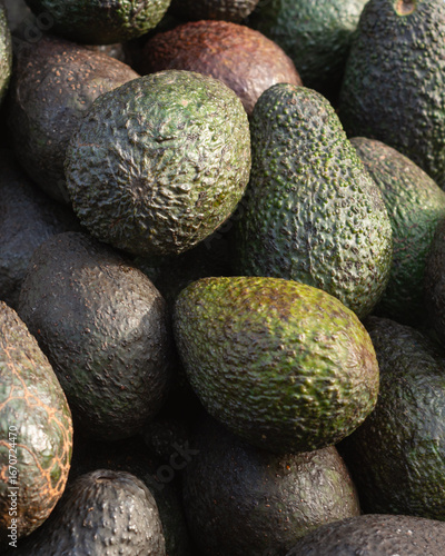 Fresh Ripe Avocados with Textured Skin at Market Display