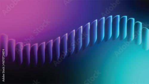 Abstract Wavy Shape in Vibrant Neon Lights Creating a Dynamic Visual Effect