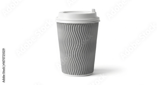 Wallpaper Mural A stylish gray corrugated paper coffee cup with a white lid presented isolated on a clean white background Torontodigital.ca